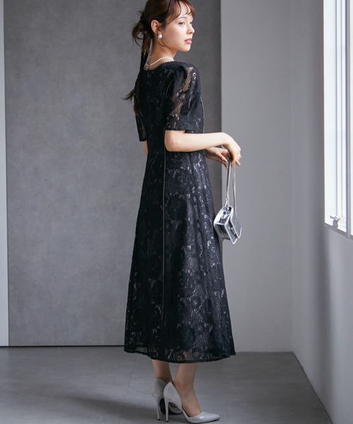 anne by RANAN（anne by RANAN）の「花柄レースフレアーシルエットドレス（ドレス・レディース・ブラック/グレー/セージグリーン・L/SP/M/LL）」の8枚目の写真
