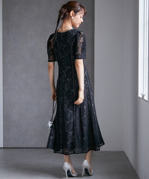 anne by RANAN（anne by RANAN）の「花柄レースフレアーシルエットドレス（ドレス・レディース・ブラック/グレー/セージグリーン・L/SP/M/LL）」の9枚目の写真
