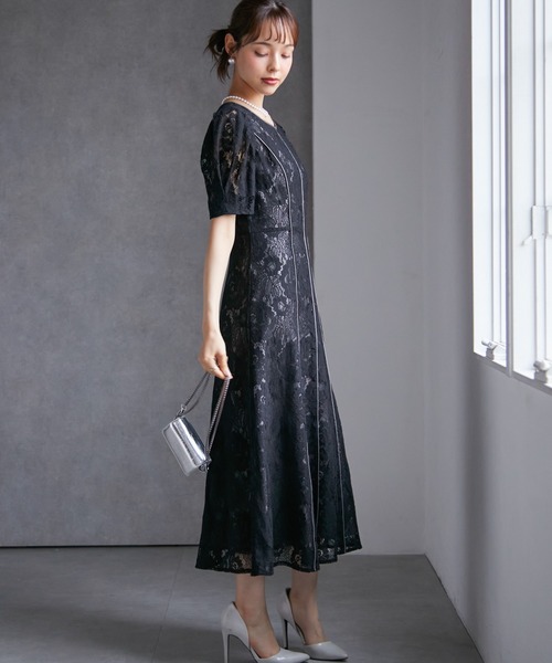 anne by RANAN（anne by RANAN）の「花柄レースフレアーシルエットドレス（ドレス・レディース・ブラック/グレー/セージグリーン・L/SP/M/LL）」の11枚目の写真