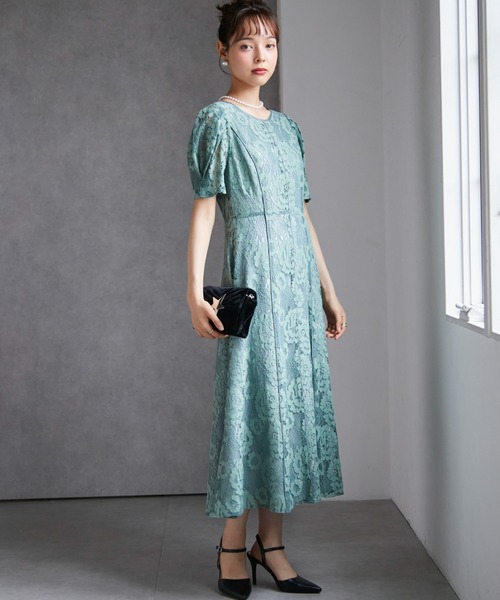 anne by RANAN（anne by RANAN）の「花柄レースフレアーシルエットドレス（ドレス・レディース・ブラック/グレー/セージグリーン・L/SP/M/LL）」の14枚目の写真