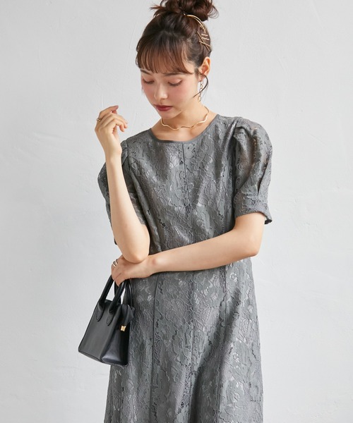 anne by RANAN（anne by RANAN）の「花柄レースフレアーシルエットドレス（ドレス・レディース・ブラック/グレー/セージグリーン・L/SP/M/LL）」の19枚目の写真
