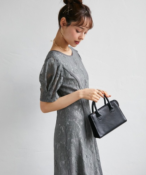 anne by RANAN（anne by RANAN）の「花柄レースフレアーシルエットドレス（ドレス・レディース・ブラック/グレー/セージグリーン・L/SP/M/LL）」の22枚目の写真