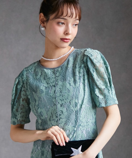 anne by RANAN（anne by RANAN）の「花柄レースフレアーシルエットドレス（ドレス・レディース・ブラック/グレー/セージグリーン・L/SP/M/LL）」の12枚目の写真