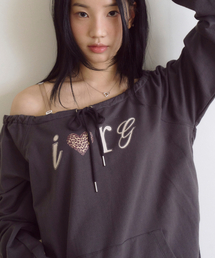I Luv RnR Leopard String Point Long Sleeve Charcoal