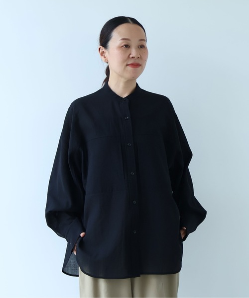 yuni（ユニ　）の「sheer summer ウールPolyester Voil wander shirt（シャツ/ブラウス・レディース・グリーン/ブラック・FREE）」の9枚目の写真