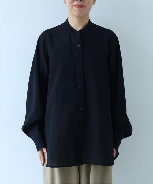 yuni（ユニ　）の「sheer summer ウールPolyester Voil wander shirt（シャツ/ブラウス・レディース・グリーン/ブラック・FREE）」の12枚目の写真