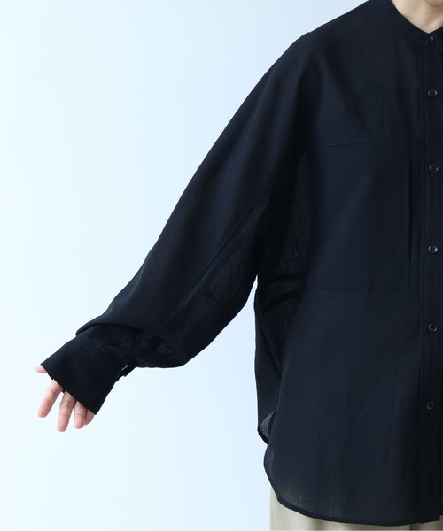 yuni（ユニ　）の「sheer summer ウールPolyester Voil wander shirt（シャツ/ブラウス・レディース・グリーン/ブラック・FREE）」の17枚目の写真