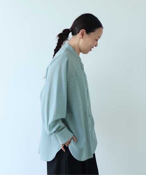 yuni（ユニ　）の「sheer summer ウールPolyester Voil wander shirt（シャツ/ブラウス・レディース・グリーン/ブラック・FREE）」の7枚目の写真