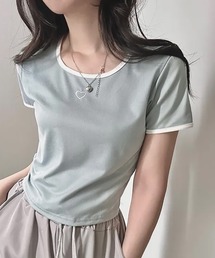 ハート刺繍リンガーTシャツ