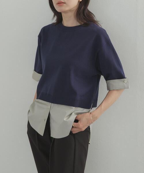 URBAN RESEARCH DOORS(アーバンリサーチドアーズ)の「フェイクレイヤードニットプルオーバー(ニット/セーター・レディース・ブラック系その他/ブラウン系その他/ブルー系その他・FREE)」の3枚目の写真
