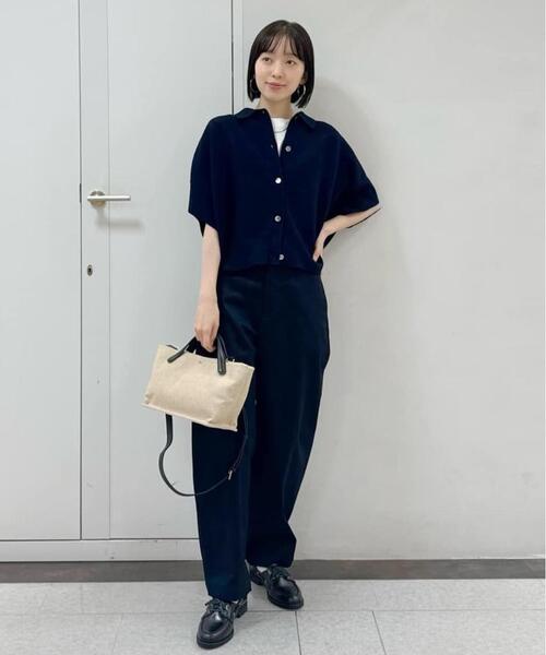 human woman（ヒューマンウーマン）の「◆【大人気素材変更追加生産！/ ウォッシャブル】ブークレポロカーディガン（カーディガン/ボレロ・レディース・ネイビー/ホワイト/カーキ・MEDIUM）」の8枚目の写真