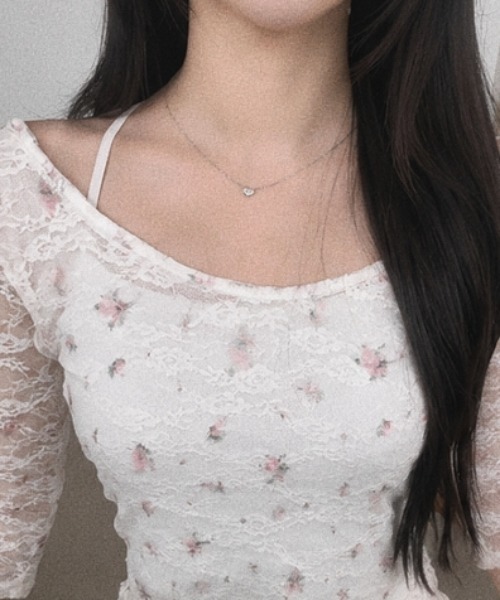 Sibra(シブラ)の「【新SIZE追加】花柄レース七分袖トップス(Tシャツ/カットソー・レディース・ホワイト・M/S/L)」の14枚目の写真