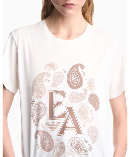 EMPORIO ARMANI(エンポリオアルマーニ)の「【エンポリオ アルマーニ】コットンジャージー Tシャツ Capsule Boteh(Tシャツ/カットソー・レディース・ベージュ/ネイビー・LARGE/SMALL/MEDIUM/X-SMALL)」の11枚目の写真