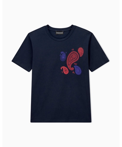 EMPORIO ARMANI(エンポリオアルマーニ)の「【エンポリオ アルマーニ】コットンジャージー Tシャツ Capsule Boteh(Tシャツ/カットソー・レディース・ベージュ/ネイビー・LARGE/SMALL/MEDIUM/X-SMALL)」の3枚目の写真