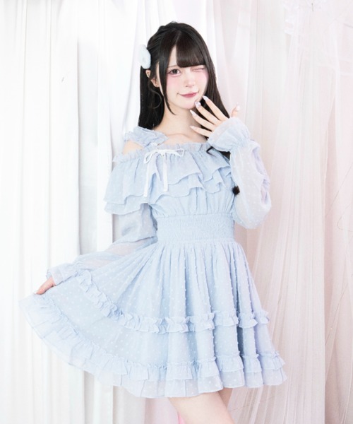 LAFARY(ラファリー)の「フリルオフショルワンピ(ワンピース・レディース・ホワイト/ピンク/ブルー・FREE)」の21枚目の写真