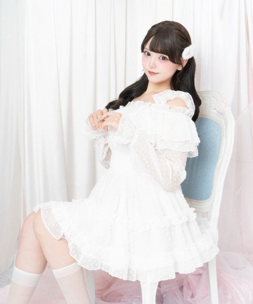 LAFARY(ラファリー)の「フリルオフショルワンピ(ワンピース・レディース・ホワイト/ピンク/ブルー・FREE)」の13枚目の写真
