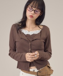 apres jour mignon | レース付きフェイクレイヤードトップス(Tシャツ/カットソー)
