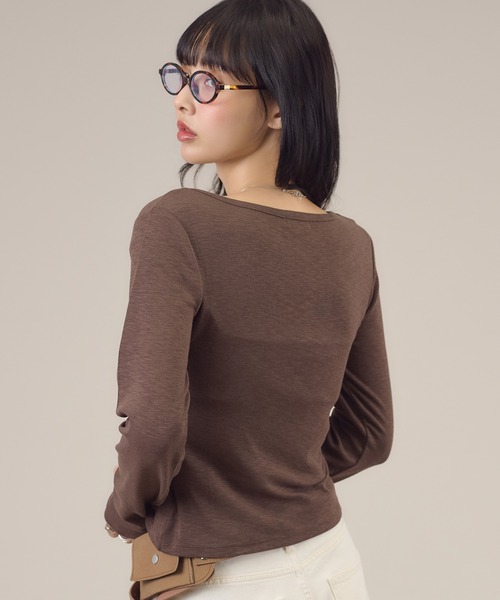 apres jour mignon(アプレジュールミニョン)の「レース付きフェイクレイヤードトップス(Tシャツ/カットソー・レディース・ピンク/チャコールグレー/ブラウン系その他・LARGE/フリー)」の19枚目の写真