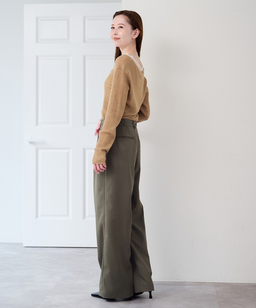 U by SPICK&SPAN(ユーバイスピックアンドスパン)の「ドライストレッチベルトスラックス(スラックス・レディース・ブラック/チャコールグレー/カーキ・36/38)」の8枚目の写真
