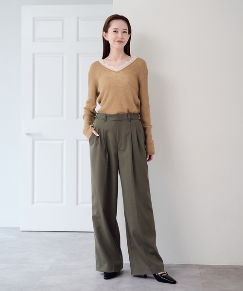 U by SPICK&SPAN(ユーバイスピックアンドスパン)の「ドライストレッチベルトスラックス(スラックス・レディース・ブラック/チャコールグレー/カーキ・36/38)」の9枚目の写真