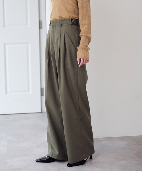 U by SPICK&SPAN(ユーバイスピックアンドスパン)の「ドライストレッチベルトスラックス(スラックス・レディース・ブラック/チャコールグレー/カーキ・36/38)」の13枚目の写真