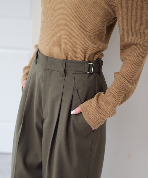 U by SPICK&SPAN(ユーバイスピックアンドスパン)の「ドライストレッチベルトスラックス(スラックス・レディース・ブラック/チャコールグレー/カーキ・36/38)」の16枚目の写真