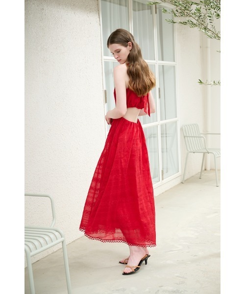Estella.K(エステラケー)の「Arina Cut-out Dress カットアウトエンブロイダリードレス(ワンピース・レディース・ホワイト/ブラック/レッド/サックスブルー・FREE)」の18枚目の写真