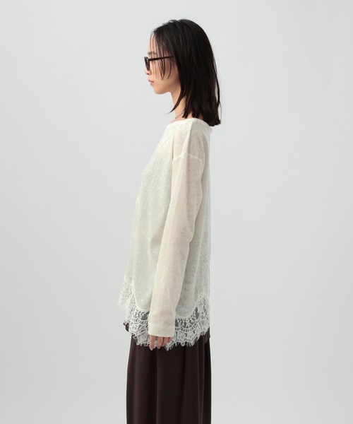BAYFLOW（ベイフロー）の「レースコンビシアーベロアロングスリーブ（Tシャツ/カットソー・レディース・ラベンダー/ブラウン/オフホワイト・FREE）」の20枚目の写真