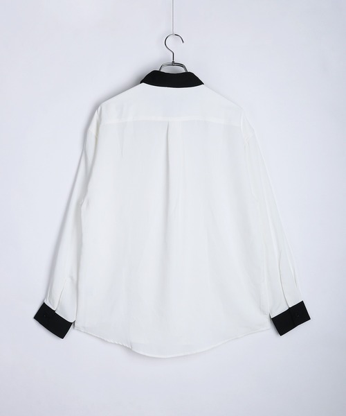 WESTSEA(ウエストシー)の「配色クレリックシャツ バイカラー レギュラーカラー 長袖 とろみシャツ(シャツ/ブラウス・メンズ・ワイン/ホワイト/ブルー・M)」の5枚目の写真