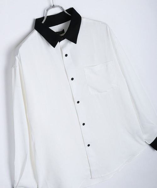 WESTSEA(ウエストシー)の「配色クレリックシャツ バイカラー レギュラーカラー 長袖 とろみシャツ(シャツ/ブラウス・メンズ・ワイン/ホワイト/ブルー・M)」の6枚目の写真