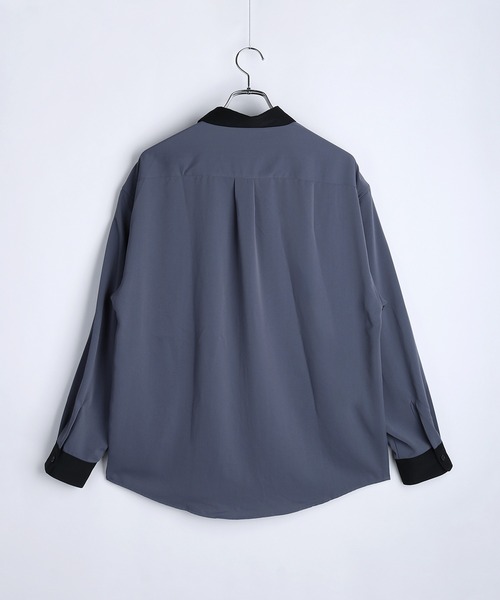 WESTSEA(ウエストシー)の「配色クレリックシャツ バイカラー レギュラーカラー 長袖 とろみシャツ(シャツ/ブラウス・メンズ・ワイン/ホワイト/ブルー・M)」の8枚目の写真