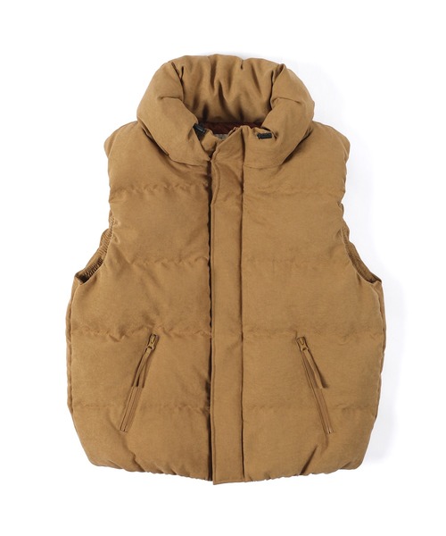 The DUFFER of ST.GEORGE(ザダファーオブセントジョージ)の「FAKE SUEDE DOWN VEST:フェイクスエード ダウンベスト / スエード風 / ハイネック / ボリュームネック / アウターベスト(ダウンベスト・メンズ・チャコールグレー/マスタード・SMALL/LARGE/MEDIUM/X-LARGE)」の12枚目の写真