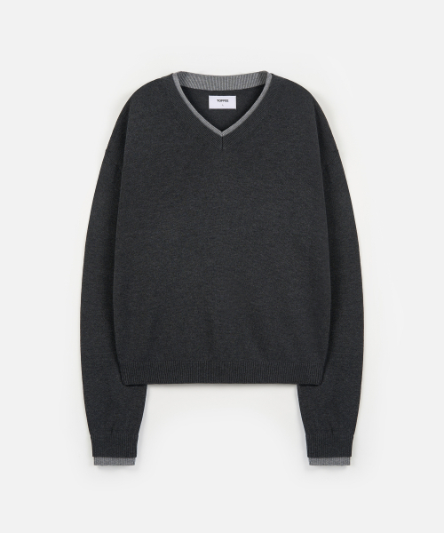 TOFFEE(トフィー)の「vneckレイヤードニット (CHARCOAL)(ニット/セーター・メンズ・その他・X-LARGE/LARGE/MEDIUM)」の2枚目の写真