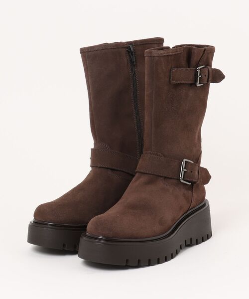 CORSO ROMA,9(コルソローマ)の「【CORSO ROMA 9】ラウンドトウ厚底エンジニアブーツ(W63005)(ブーツ・レディース・ブラック/グレイッシュベージュ・35/36/37/38)」の2枚目の写真