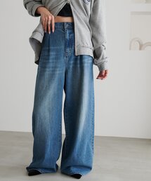 【Enlude】サイドボタンタックデニムワイドパンツ《ユニセックス》