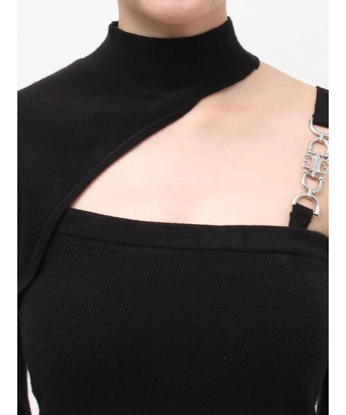 GYDA（ジェイダ）の「ワンショルSymmetry GYDA chainショートニットトップス（ニット/セーター・レディース・ブラウン/オフホワイト/ブルー/ブラック・FREE）」の16枚目の写真