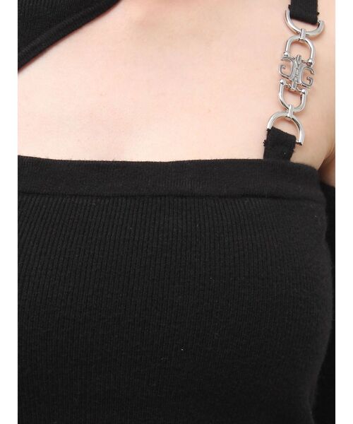 GYDA（ジェイダ）の「ワンショルSymmetry GYDA chainショートニットトップス（ニット/セーター・レディース・ブラウン/オフホワイト/ブルー/ブラック・FREE）」の5枚目の写真