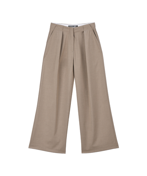 PROJECT WAVE(プロジェクトウェーブ)の「ピークツイルパンツ(2色)(スラックス・レディース・ベージュ/チャコールグレー・SMALL/MEDIUM/LARGE)」の1枚目の写真