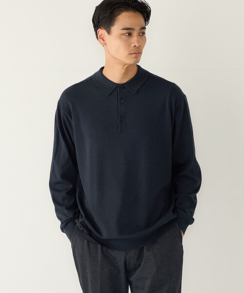 SHIPS Colors(シップス カラーズ)の「【一部WEB限定】Solist(R)Heat 14ゲージ ニット ポロシャツ◆(ニット/セーター・メンズ・チャコールグレー/カーキ/ネイビー/ブラウン・X-LARGE/LARGE/MEDIUM)」の4枚目の写真