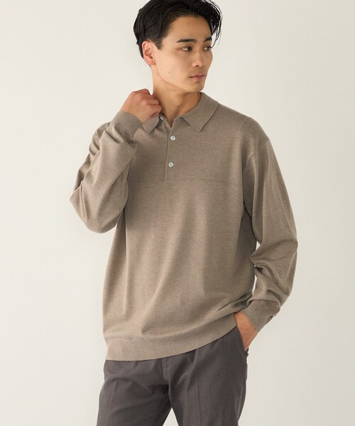 SHIPS Colors(シップス カラーズ)の「【一部WEB限定】Solist(R)Heat 14ゲージ ニット ポロシャツ◆(ニット/セーター・メンズ・チャコールグレー/カーキ/ネイビー/ブラウン・X-LARGE/LARGE/MEDIUM)」の3枚目の写真