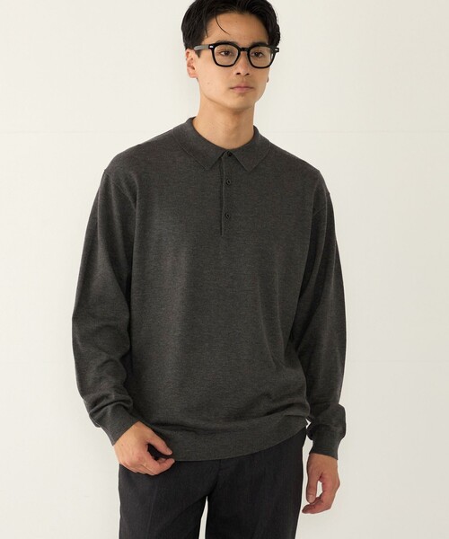 SHIPS Colors(シップス カラーズ)の「【一部WEB限定】Solist(R)Heat 14ゲージ ニット ポロシャツ◆(ニット/セーター・メンズ・チャコールグレー/カーキ/ネイビー/ブラウン・X-LARGE/LARGE/MEDIUM)」の1枚目の写真