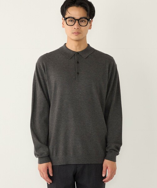 SHIPS Colors(シップス カラーズ)の「【一部WEB限定】Solist(R)Heat 14ゲージ ニット ポロシャツ◆(ニット/セーター・メンズ・チャコールグレー/カーキ/ネイビー/ブラウン・X-LARGE/LARGE/MEDIUM)」の17枚目の写真
