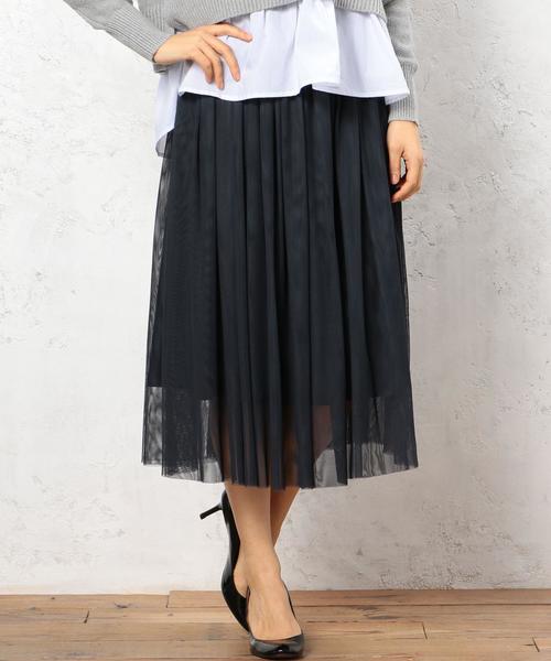 green label relaxing(グリーンレーベルリラクシング)の「KF Pチュール GA MIDI スカート◆(スカート・レディース・オフホワイト/オリーブ/ネイビー・FREE)」の3枚目の写真