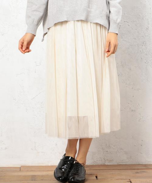 green label relaxing(グリーンレーベルリラクシング)の「KF Pチュール GA MIDI スカート◆(スカート・レディース・オフホワイト/オリーブ/ネイビー・FREE)」の1枚目の写真