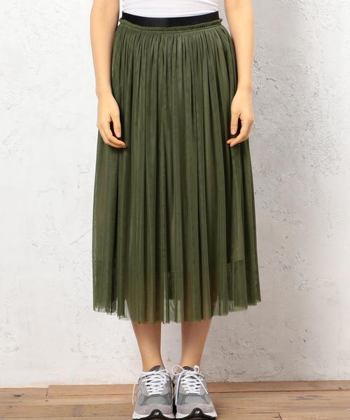 green label relaxing(グリーンレーベルリラクシング)の「KF Pチュール GA MIDI スカート◆(スカート・レディース・オフホワイト/オリーブ/ネイビー・FREE)」の5枚目の写真