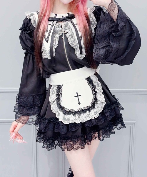 MA*RS(アメーバーマーズ)の「クロス刺繍姫袖ブラウス(シャツ/ブラウス・レディース・ホワイト/ブラック・FREE)」の1枚目の写真