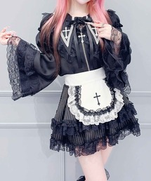 クロス刺繍姫袖ブラウス