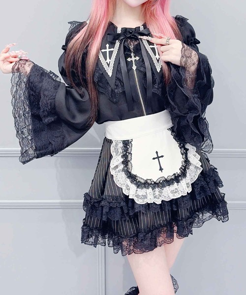 MA*RS(アメーバーマーズ)の「クロス刺繍姫袖ブラウス(シャツ/ブラウス・レディース・ホワイト/ブラック・FREE)」の2枚目の写真