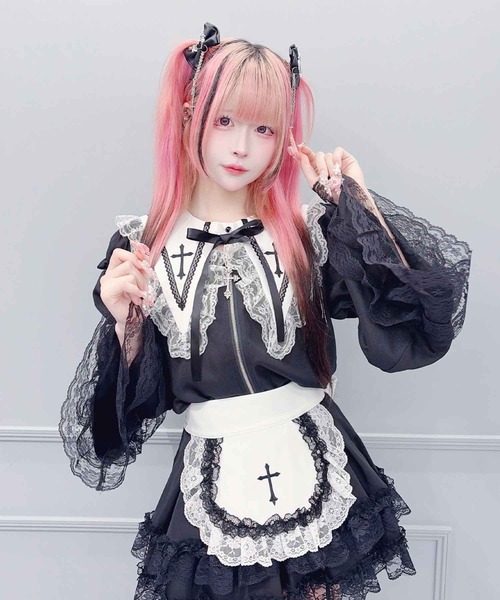 MA*RS(アメーバーマーズ)の「クロス刺繍姫袖ブラウス(シャツ/ブラウス・レディース・ホワイト/ブラック・FREE)」の6枚目の写真
