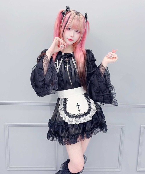 MA*RS(アメーバーマーズ)の「クロス刺繍姫袖ブラウス(シャツ/ブラウス・レディース・ホワイト/ブラック・FREE)」の9枚目の写真